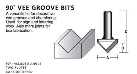 90 Degree Vee Groove Cutter - Router Bits Direct