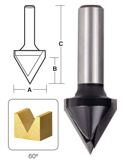 60 Degree Vee Groove Cutter - Router Bits Direct